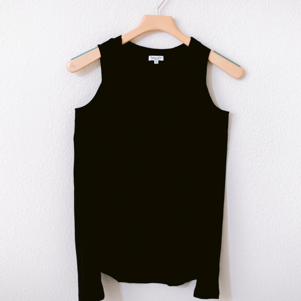 Splendid Cozy Melange Cold Shoulder Top